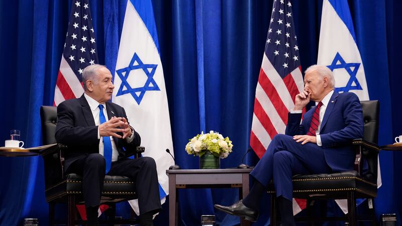 President Joe Biden meets with Israeli Prime Minister Benjamin Netanyahu in New York,...