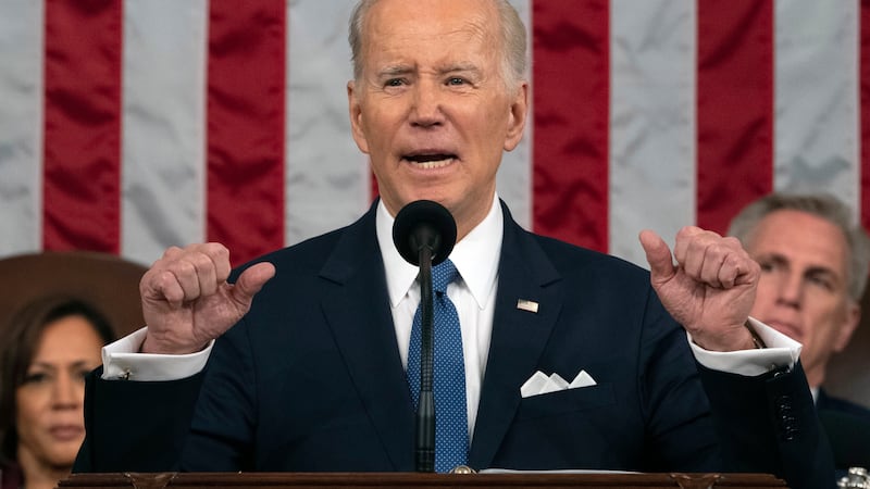 FILE - President Joe Biden delivers the State of the Union address to a joint session of...