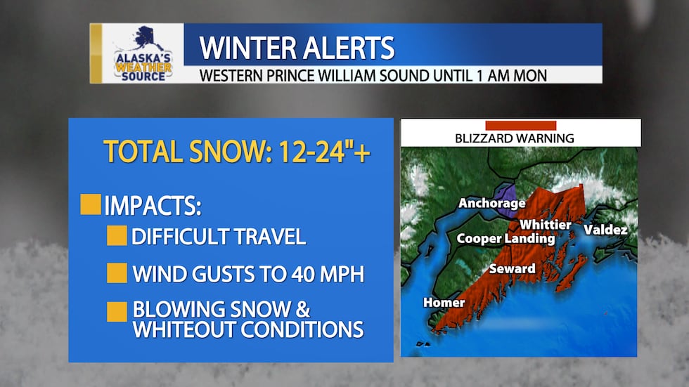 Blizzard Warning for western Prince William Sound locations in the Chugach Range extended...