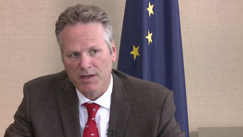 Dunleavy at an interview with KTUU in July.