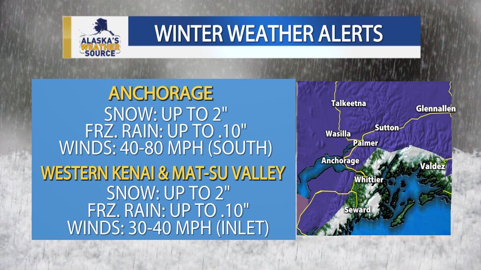 In effect for Sunday due to snow and freezing rain (icy, slick travel conditions).