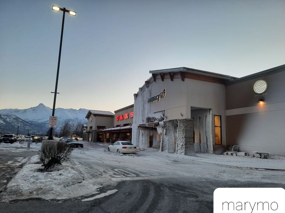 Water damage resulted in a frozen wall of ice on the Carrs grocery store in Palmer, Alaska on...