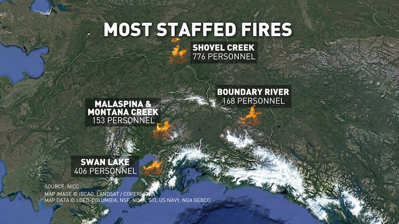 Fire staffing in Alaska as of July 9, 2019 (KTUU/info from NICC)