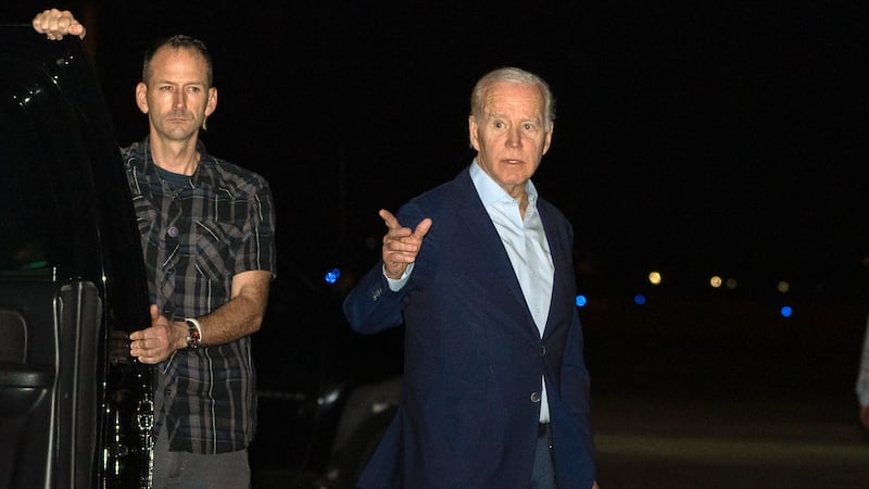 President Joe Biden arrives at Henry E. Rohlsen Airport, in St. Croix, U.S. Virgin Islands,...