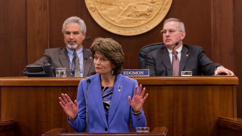 Sen. Lisa Murkowski delivers her annual speech to the Legislature during a joint floor session