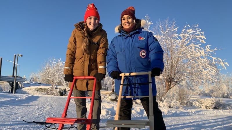 Kicksled Alaska Owner, Valerie Walsh and the Morning Edition's Ariane Aramburo.