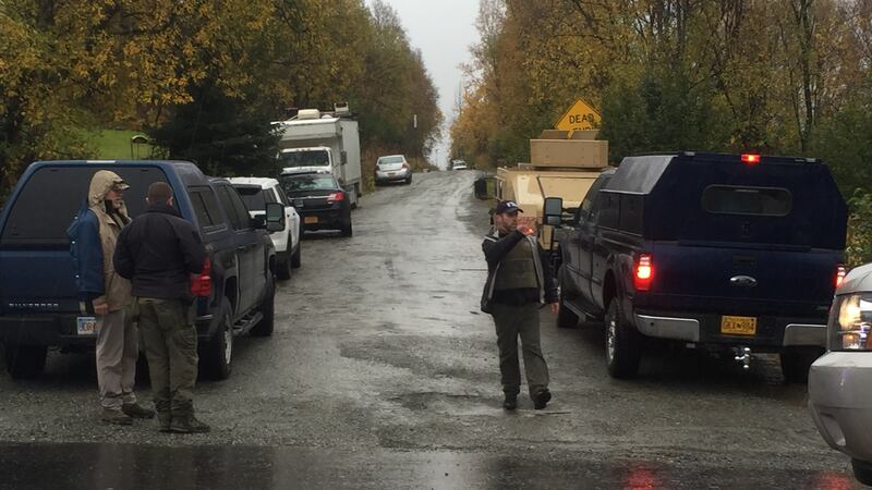 The scene at 5:30 p.m. at the Ginami Street armed standoff.