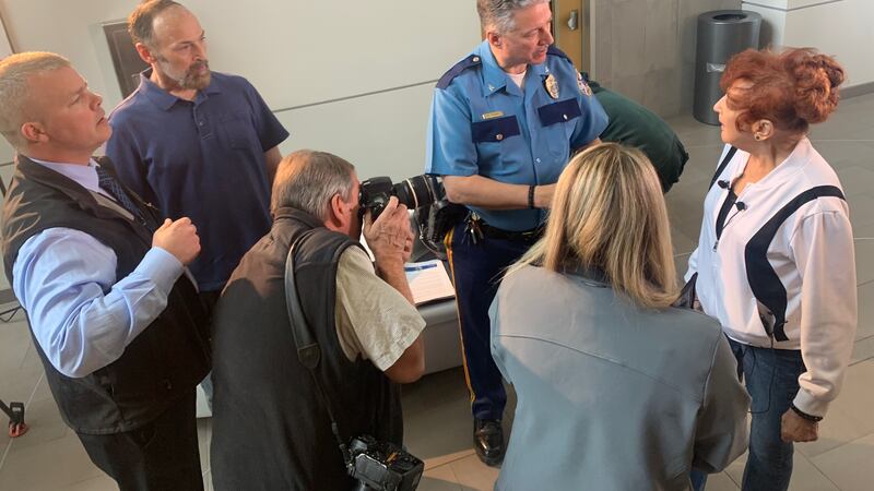 Judy Connolly at the Alaska State Troopers press conference on Sept. 3, 2019, announcing they...
